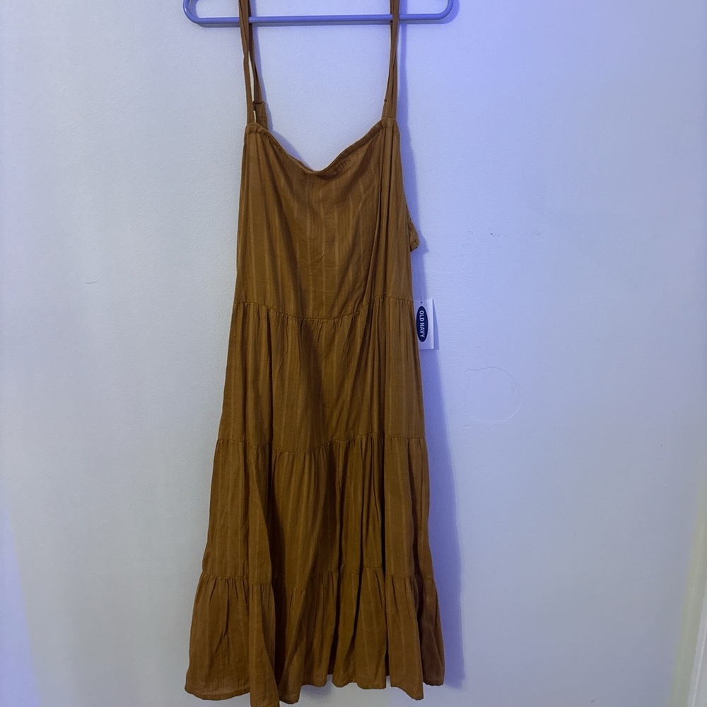 Old Navy Brown Pleated Midi Sundress